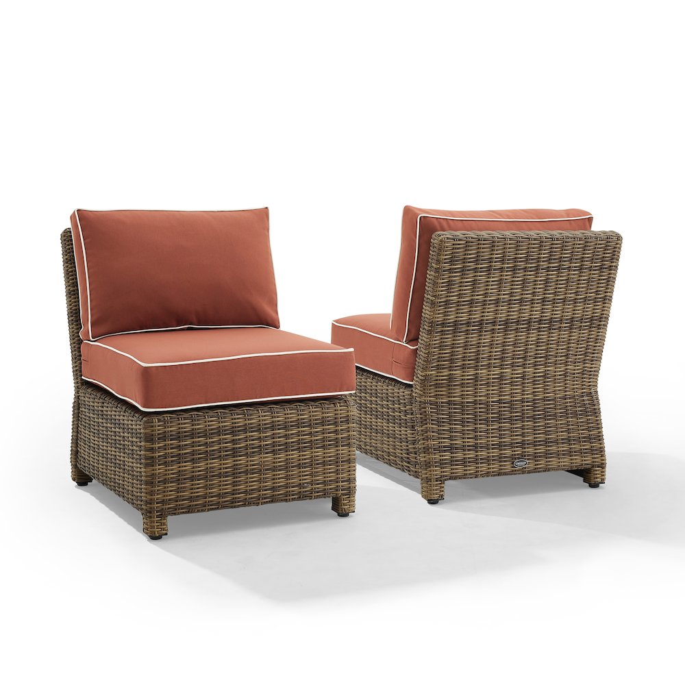 Bradenton 2Pc Armless Wicker Outdoor Chair Set - 2 Armless Chairs. Picture 12