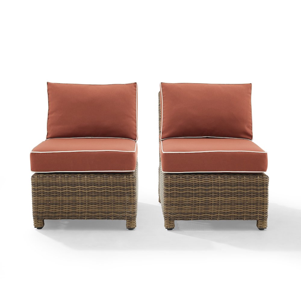 Bradenton 2Pc Armless Wicker Outdoor Chair Set - 2 Armless Chairs. Picture 13