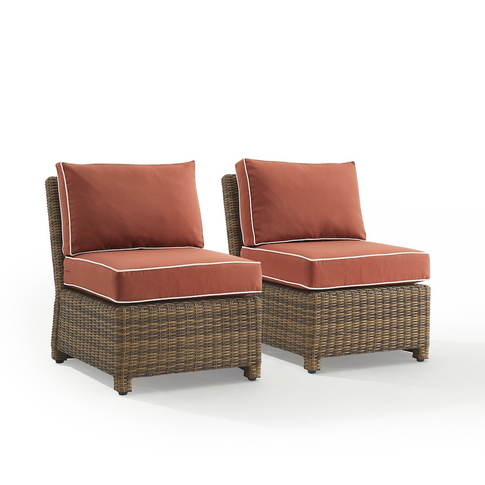 Bradenton 2Pc Armless Wicker Outdoor Chair Set - 2 Armless Chairs. Picture 1