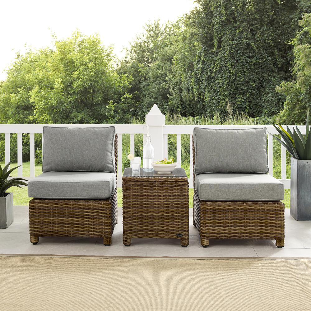 Bradenton 3Pc Armless Wicker Outdoor Chair Set. Picture 7