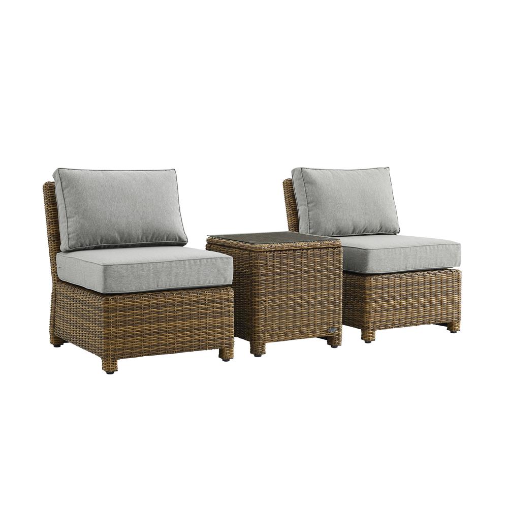 Bradenton 3Pc Armless Wicker Outdoor Chair Set. Picture 1