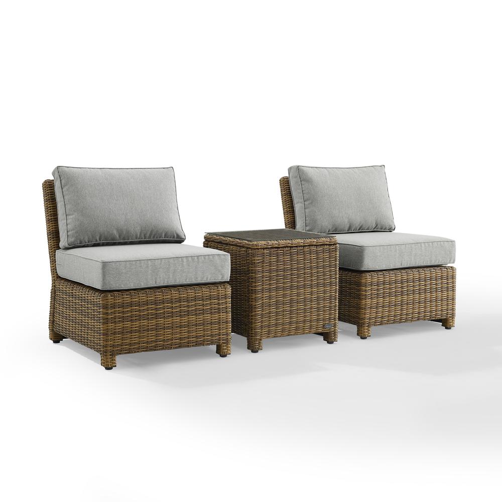 Bradenton 3Pc Armless Wicker Outdoor Chair Set. Picture 3