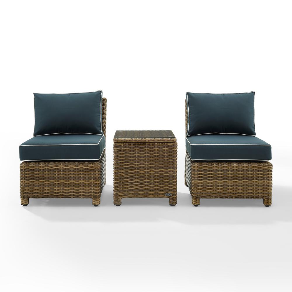 Bradenton 3Pc Armless Wicker Outdoor Chair Set - Side Table & 2 Armless Chairs. Picture 4