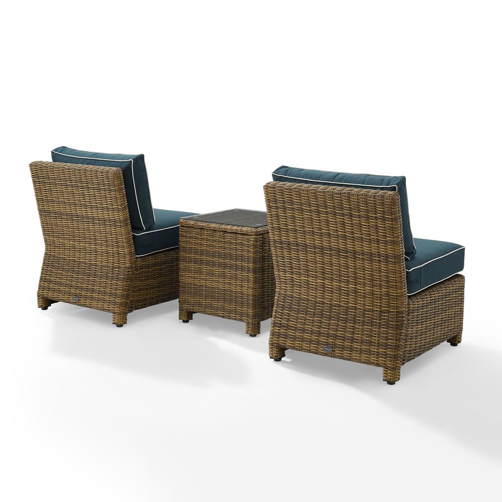 Bradenton 3Pc Armless Wicker Outdoor Chair Set - Side Table & 2 Armless Chairs. Picture 3