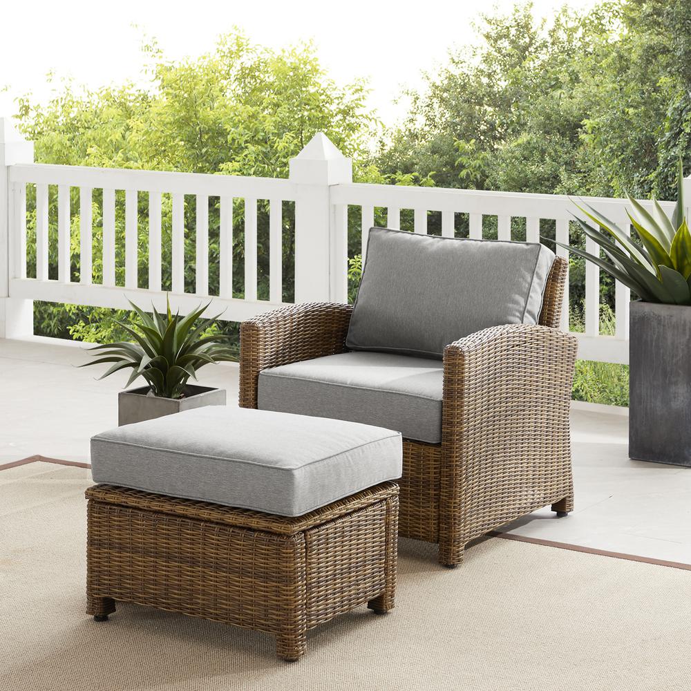 Bradenton 2Pc Wicker Outdoor Chair Set - Armchair & Ottoman. Picture 2