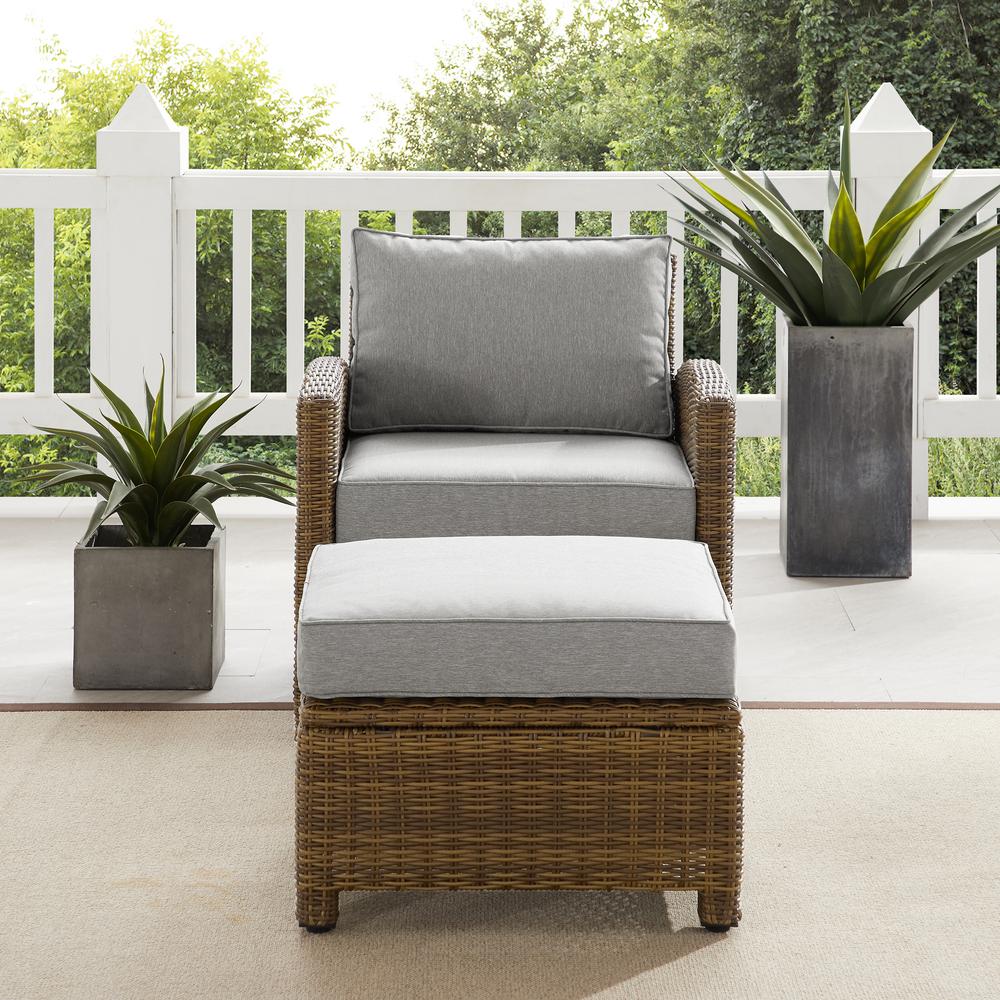 Bradenton 2Pc Wicker Outdoor Chair Set - Armchair & Ottoman. Picture 5