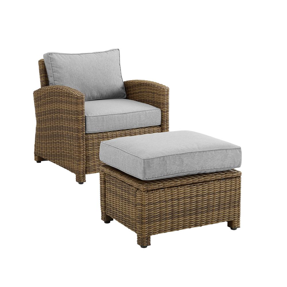 Bradenton 2Pc Wicker Outdoor Chair Set - Armchair & Ottoman. Picture 1