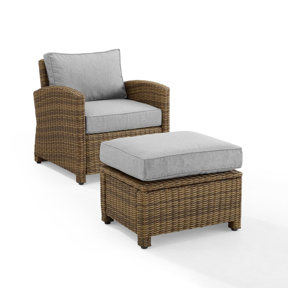 Bradenton 2Pc Wicker Outdoor Chair Set - Armchair & Ottoman. Picture 7