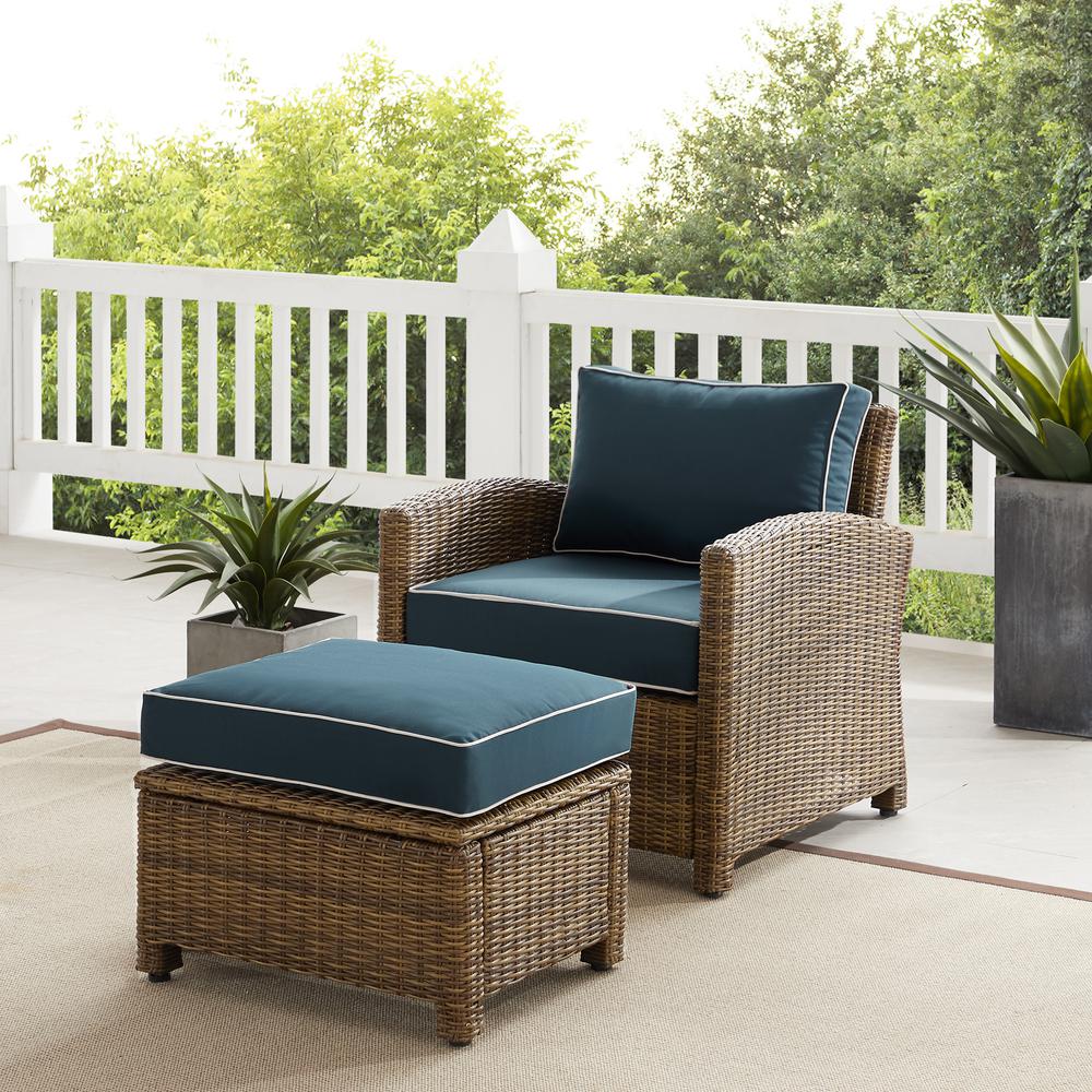 Bradenton 2Pc Wicker Outdoor Chair Set - Armchair & Ottoman. Picture 3