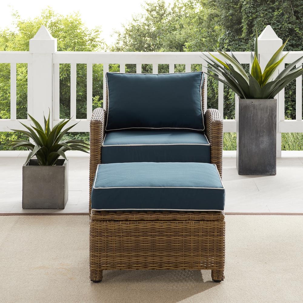 Bradenton 2Pc Wicker Outdoor Chair Set - Armchair & Ottoman. Picture 5