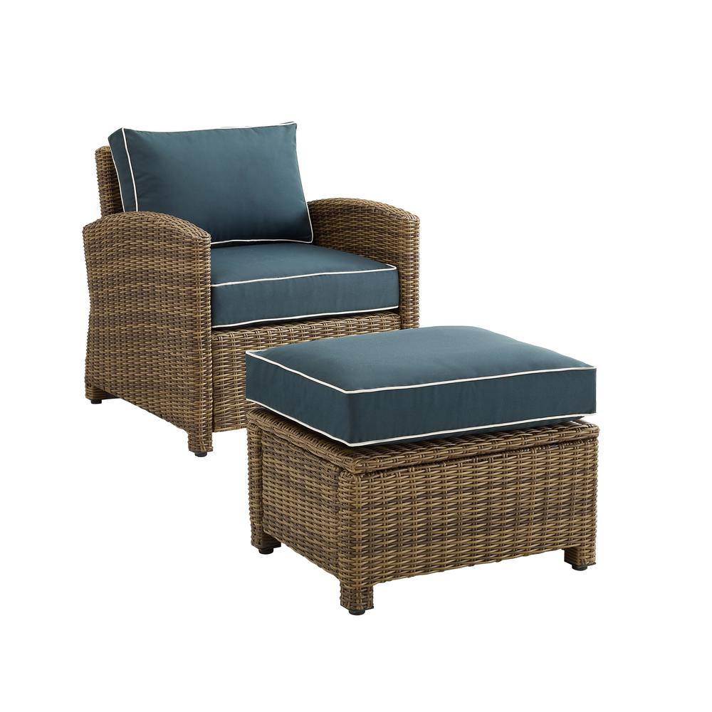 Bradenton 2Pc Wicker Outdoor Chair Set - Armchair & Ottoman. Picture 1