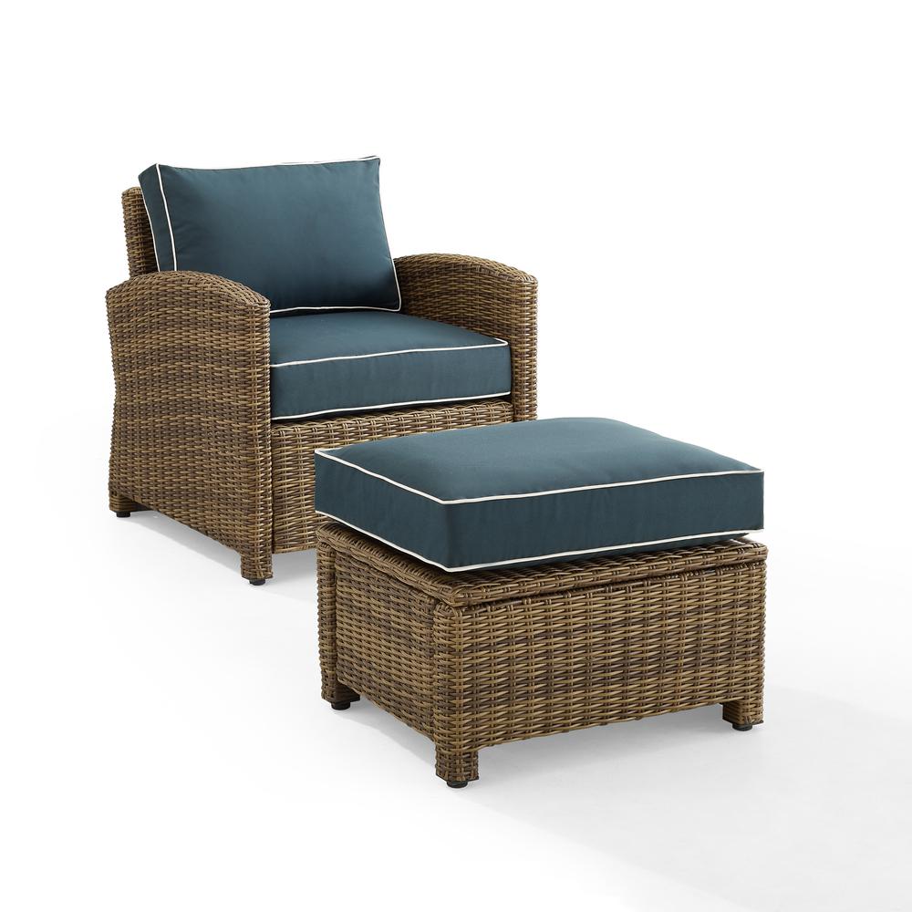 Bradenton 2Pc Wicker Outdoor Chair Set - Armchair & Ottoman. Picture 6
