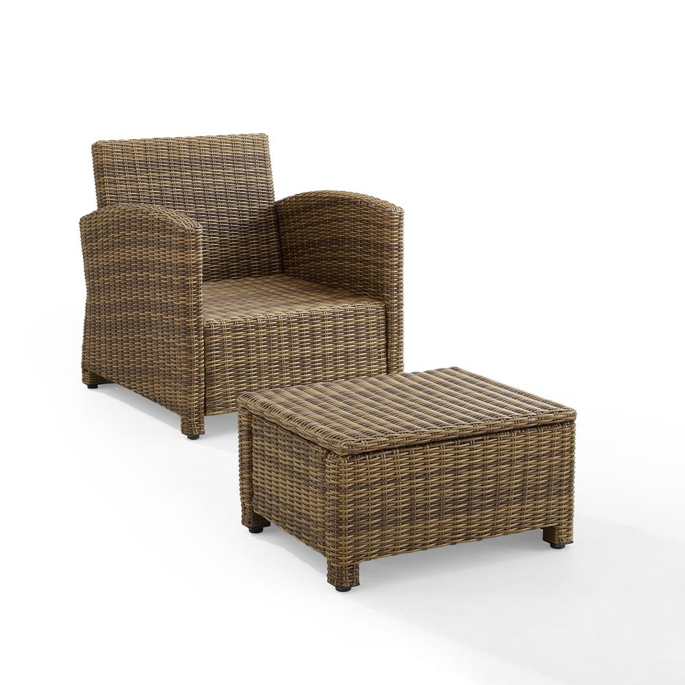 Bradenton 2Pc Wicker Outdoor Chair Set - Armchair & Ottoman. Picture 12