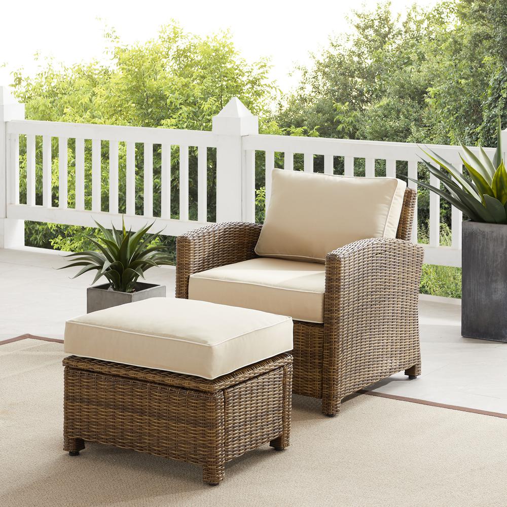 Bradenton 2Pc Wicker Outdoor Chair Set - Armchair & Ottoman. Picture 6