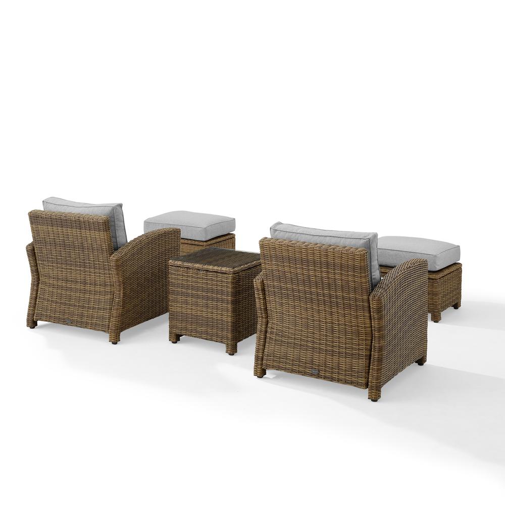 Bradenton 5Pc Wicker Outdoor Chair Set - Side Table, 2 Arm Chairs & 2 Ottomans. Picture 8