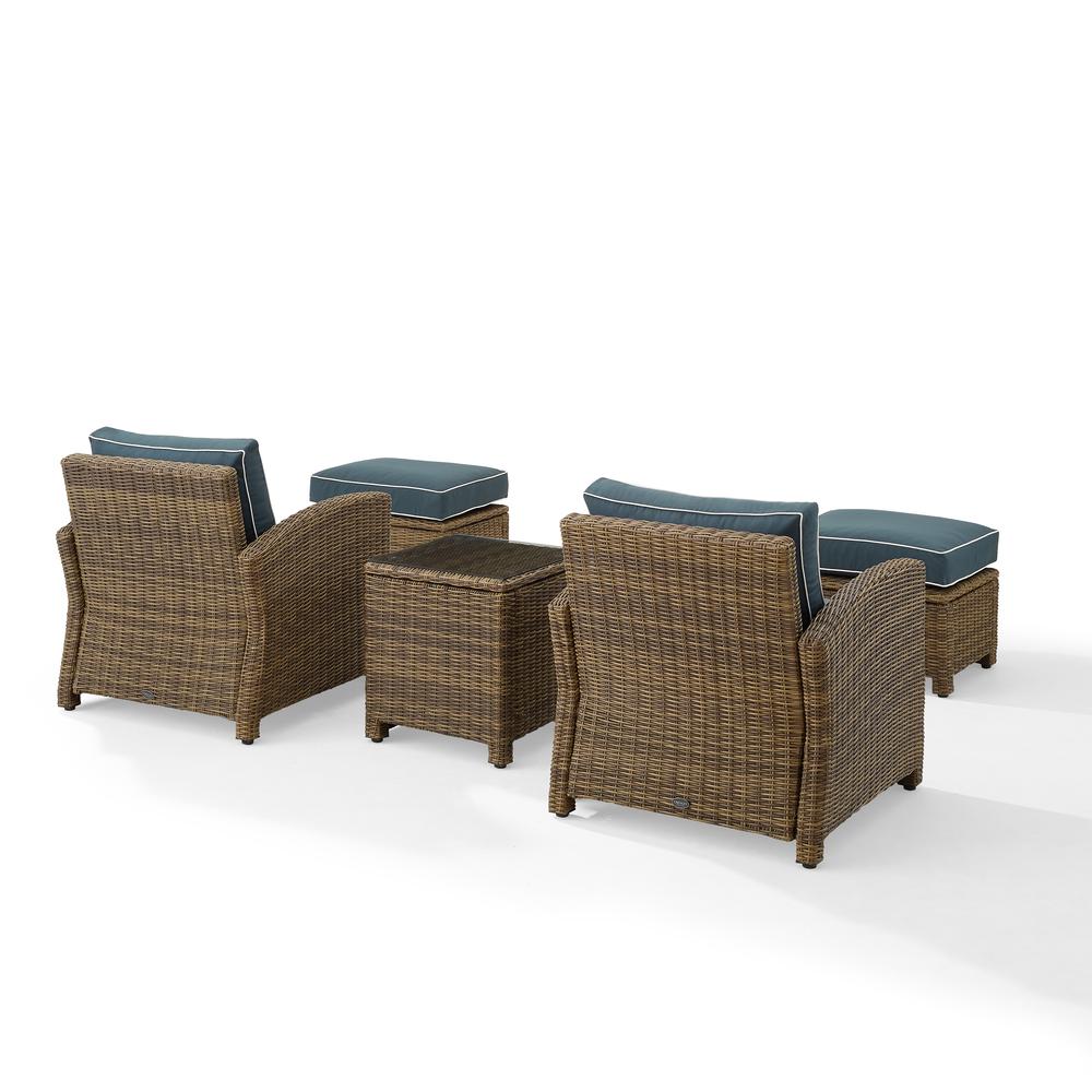 Bradenton 5Pc Wicker Outdoor Chair Set - Side Table, 2 Arm Chairs & 2 Ottomans. Picture 11