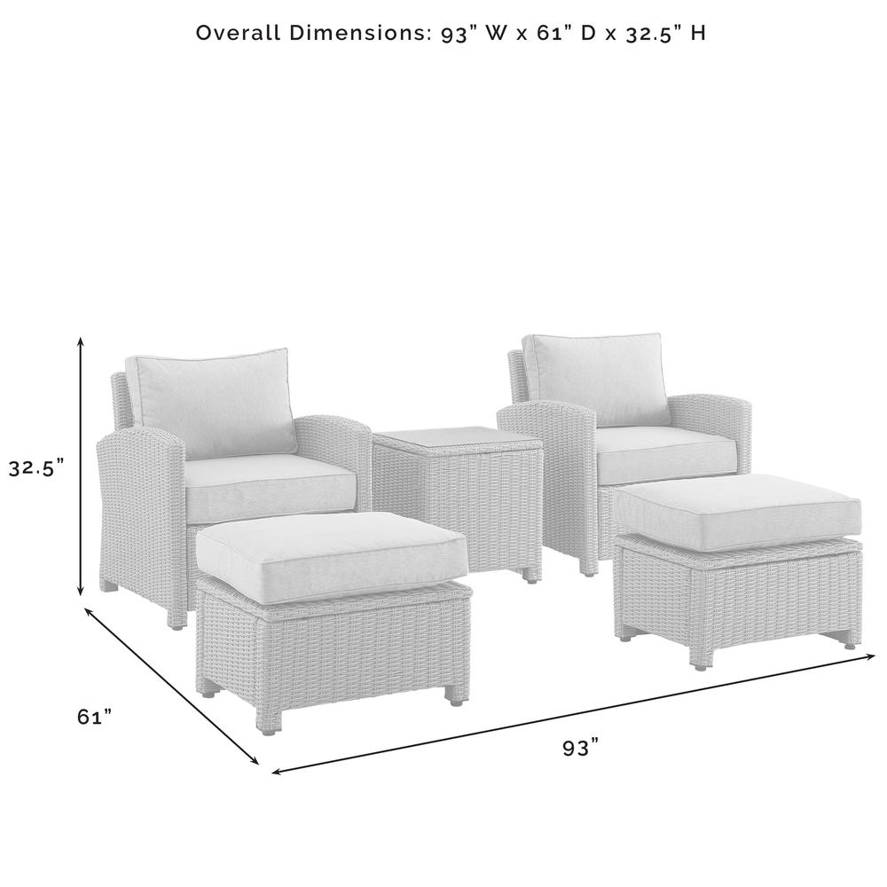 Bradenton 5Pc Wicker Outdoor Chair Set - Side Table, 2 Arm Chairs & 2 Ottomans. Picture 7