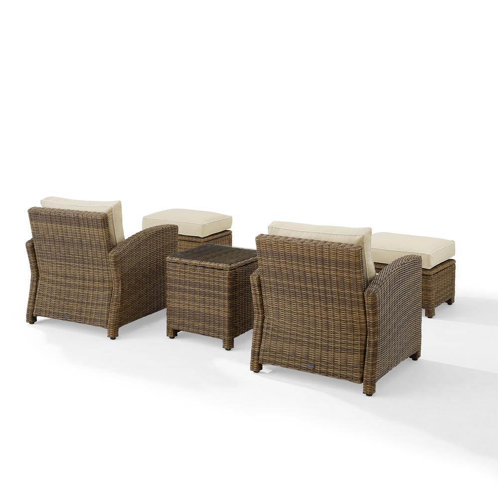 Bradenton 5Pc Wicker Outdoor Chair Set - Side Table, 2 Arm Chairs & 2 Ottomans. Picture 12