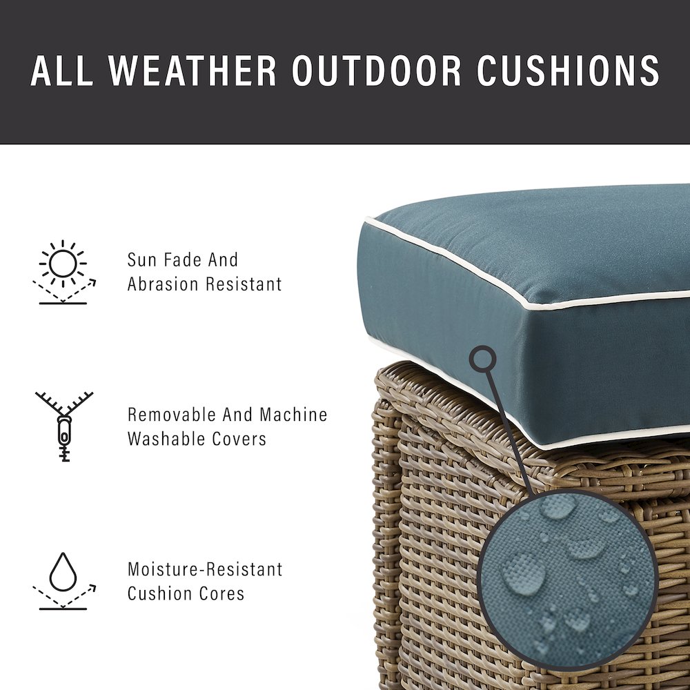 6Pc Outdoor Sofa Set W/ Fire Table, Sofa, 2 Armchairs & 2 Ottomans. Picture 6