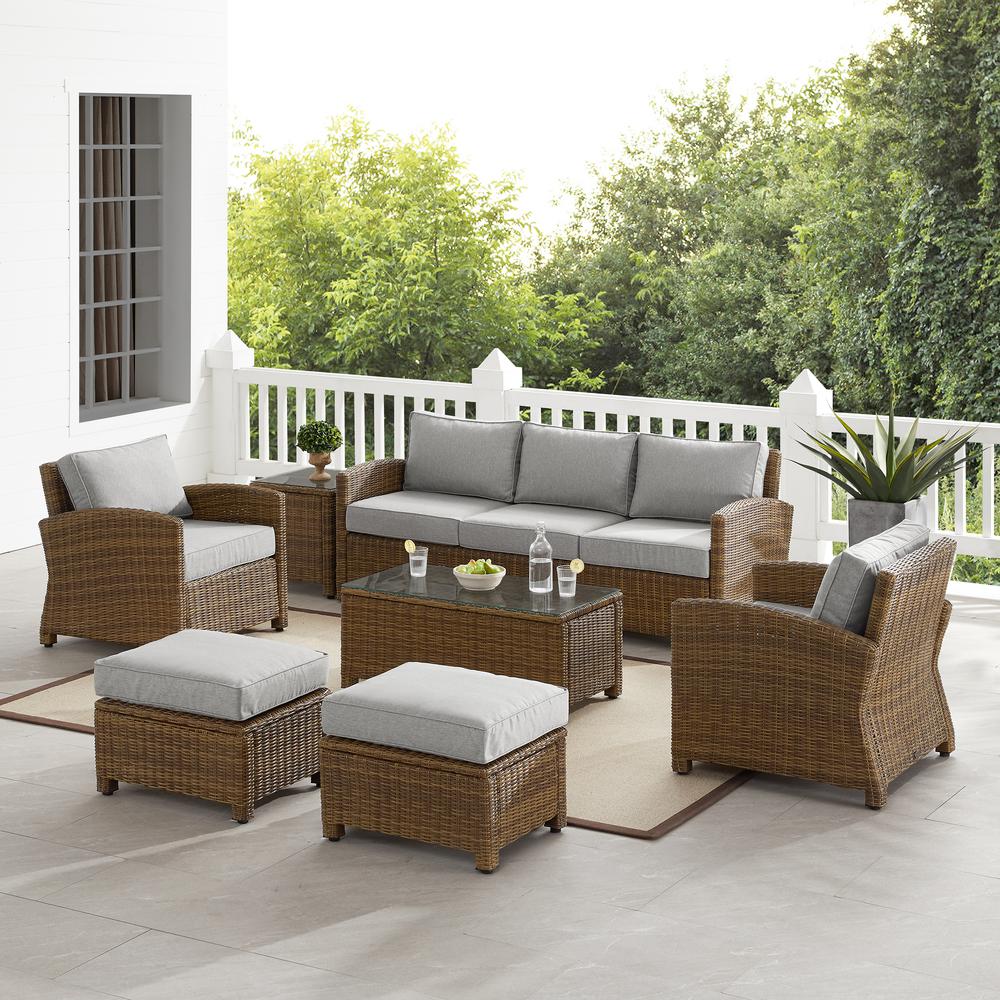 7Pc Outdoor Sofa Furniture Set, Sofa, Coffee&Side Table, 2 Armchairs, 2 Ottomans. Picture 15