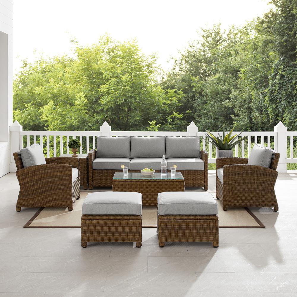 7Pc Outdoor Sofa Furniture Set, Sofa, Coffee&Side Table, 2 Armchairs, 2 Ottomans. Picture 2