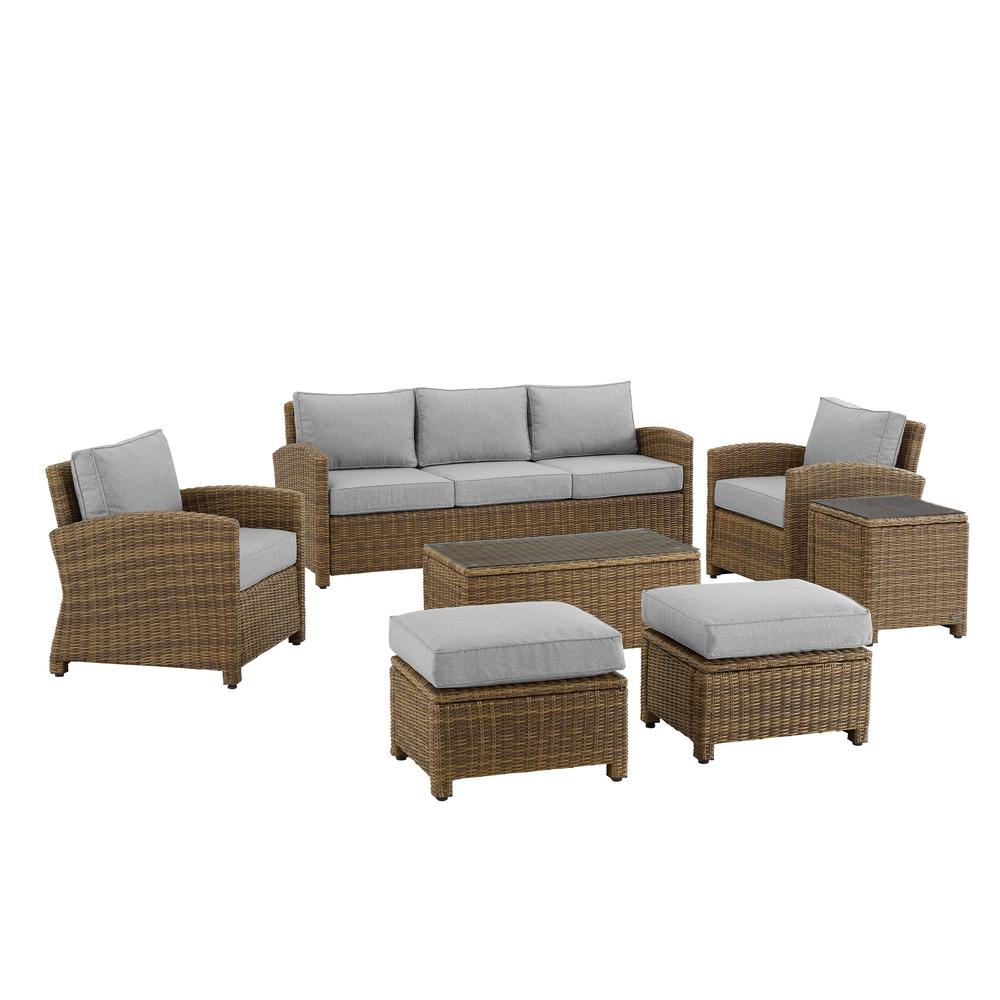 7Pc Outdoor Sofa Furniture Set, Sofa, Coffee&Side Table, 2 Armchairs, 2 Ottomans. Picture 1
