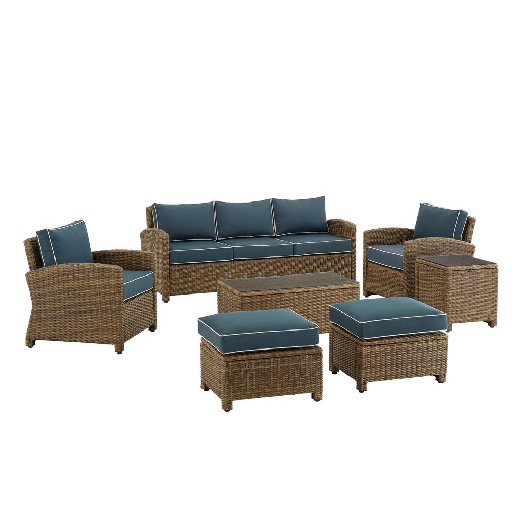 7Pc Outdoor Sofa Furniture Set, Sofa, Coffee&Side Table, 2 Armchairs, 2 Ottomans. Picture 1
