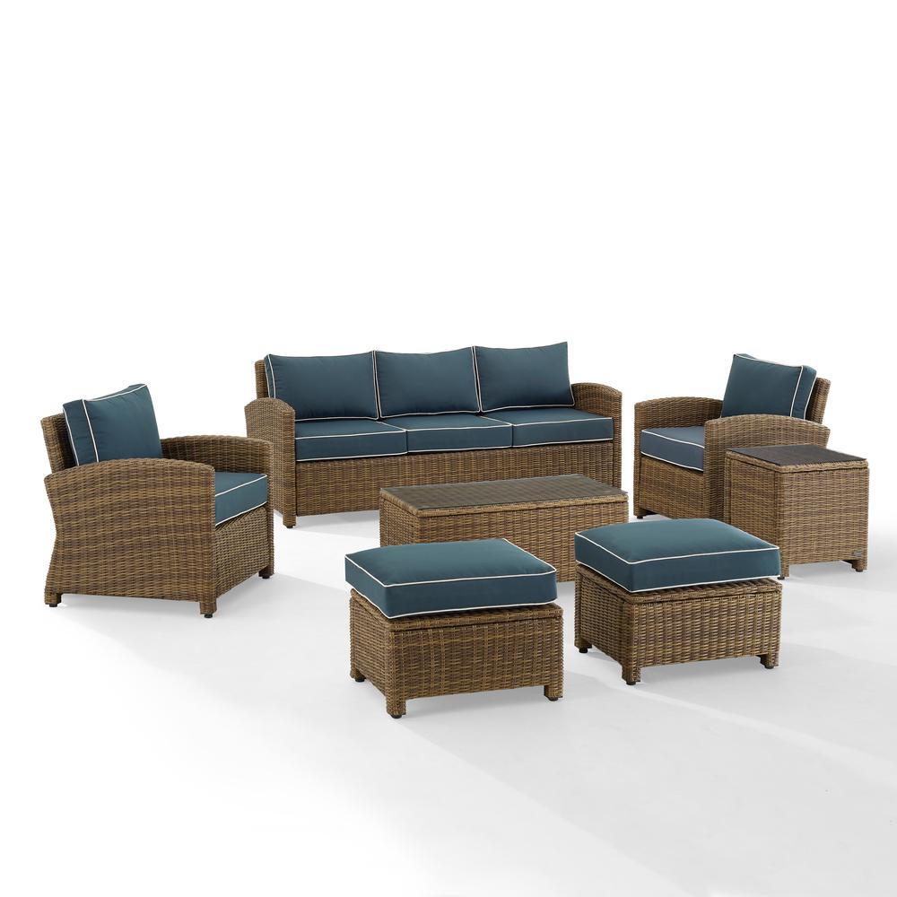 7Pc Outdoor Sofa Furniture Set, Sofa, Coffee&Side Table, 2 Armchairs, 2 Ottomans. Picture 2