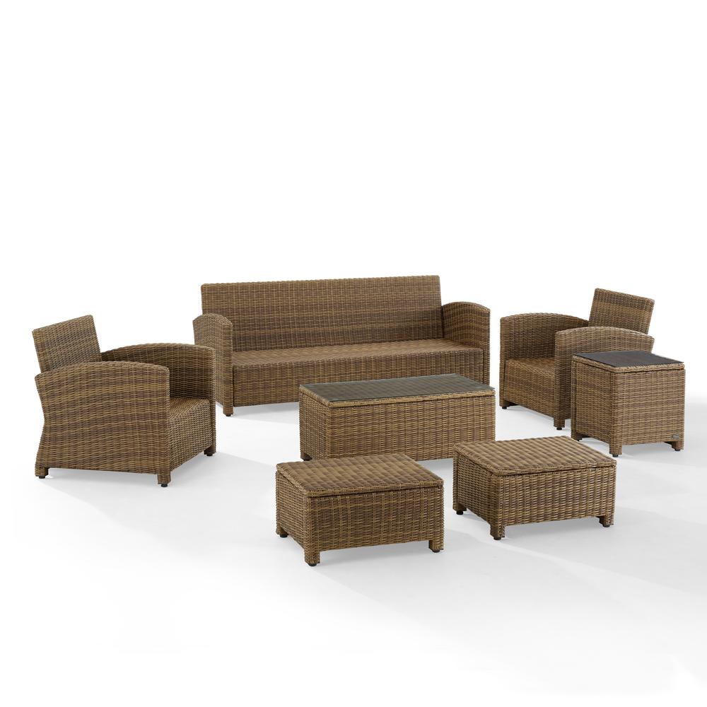 7Pc Outdoor Sofa Furniture Set, Sofa, Coffee&Side Table, 2 Armchairs, 2 Ottomans. Picture 3