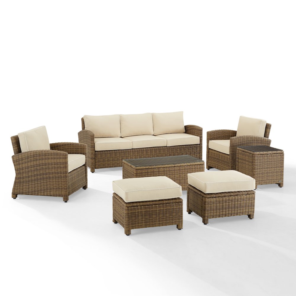 7Pc Outdoor Sofa Furniture Set, Sofa, Coffee&Side Table, 2 Chairs, 2 Ottomans. Picture 15