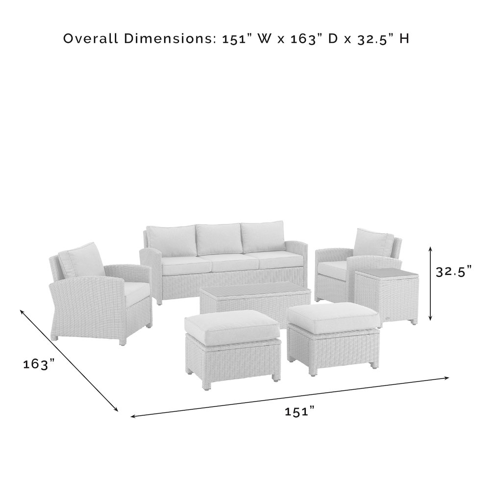7Pc Outdoor Sofa Furniture Set, Sofa, Coffee&Side Table, 2 Chairs, 2 Ottomans. Picture 9