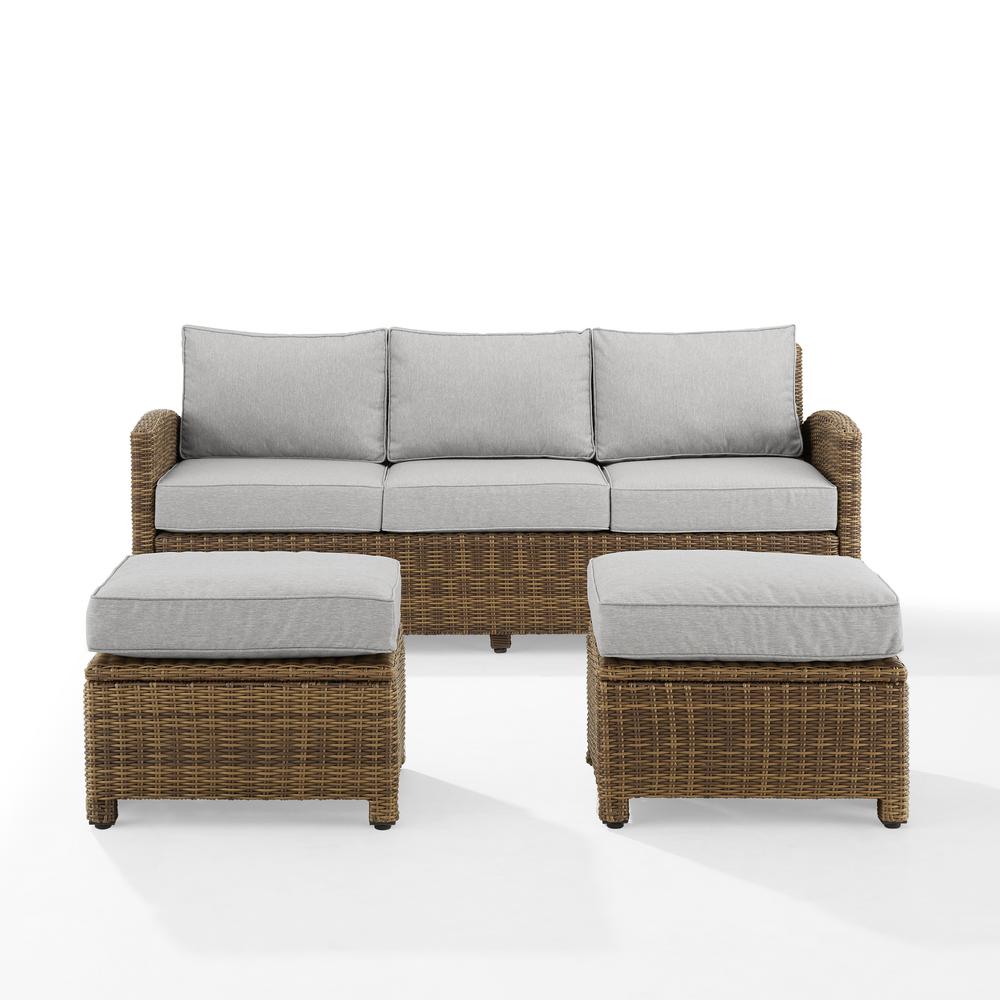 Bradenton 3Pc Wicker Outdoor Sofa Patio Furniture Set - Sofa & 2 Ottomans. Picture 7