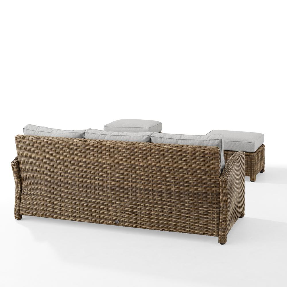 Bradenton 3Pc Wicker Outdoor Sofa Patio Furniture Set - Sofa & 2 Ottomans. Picture 2