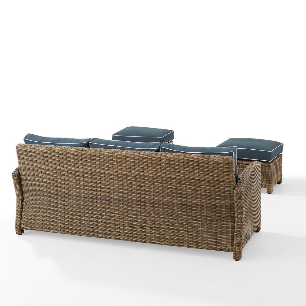 Bradenton 3Pc Wicker Outdoor Sofa Patio Furniture Set - Sofa & 2 Ottomans. Picture 6