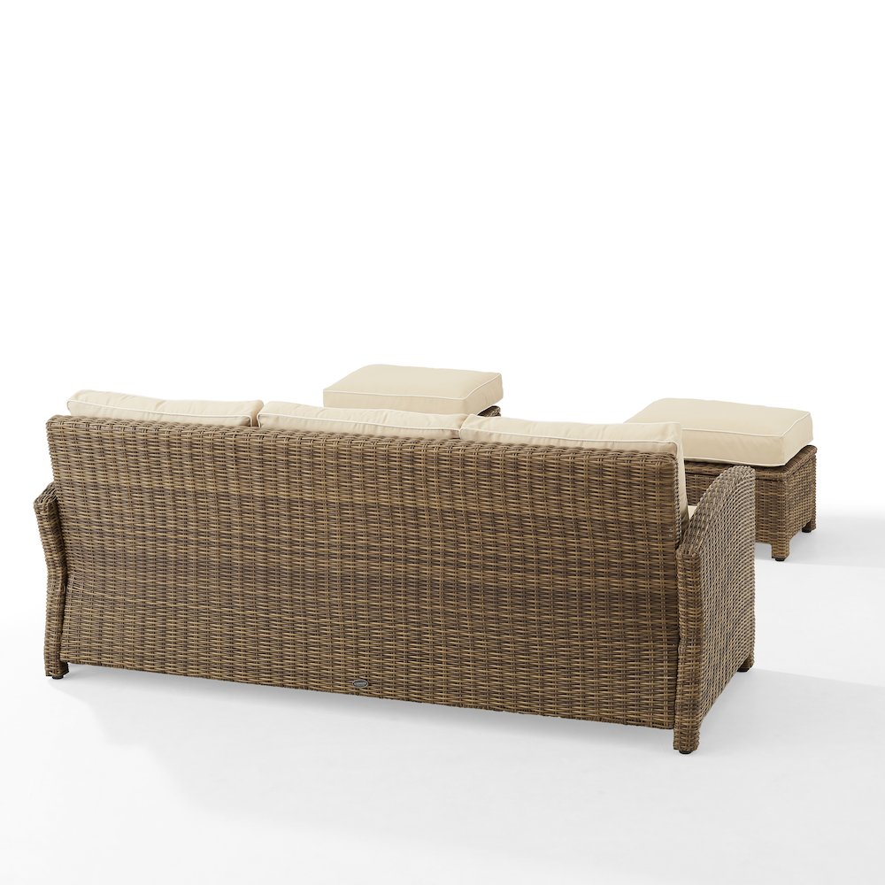 Bradenton 3Pc Wicker Outdoor Sofa Patio Furniture Set - Sofa & 2 Ottomans. Picture 6