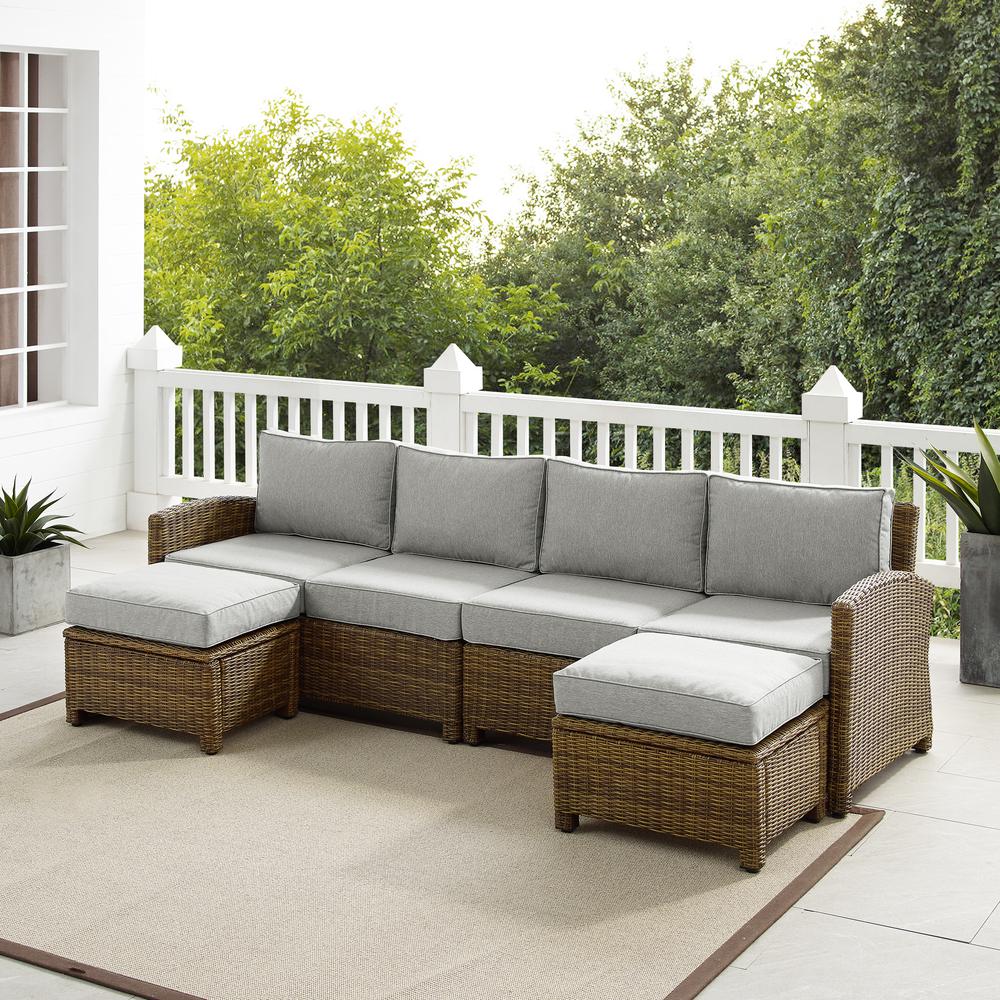 4Pc Outdoor Furniture Set, Left Loveseat, Right Loveseat, 2 Ottomans. Picture 2