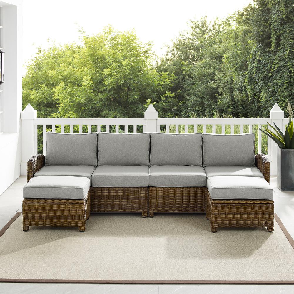 4Pc Outdoor Furniture Set, Left Loveseat, Right Loveseat, 2 Ottomans. Picture 3