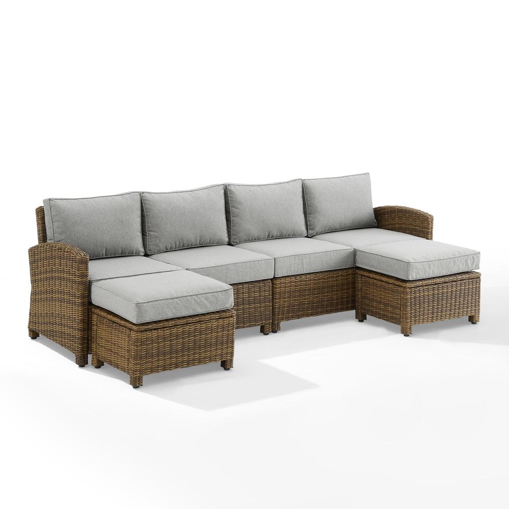 4Pc Outdoor Furniture Set, Left Loveseat, Right Loveseat, 2 Ottomans. Picture 6
