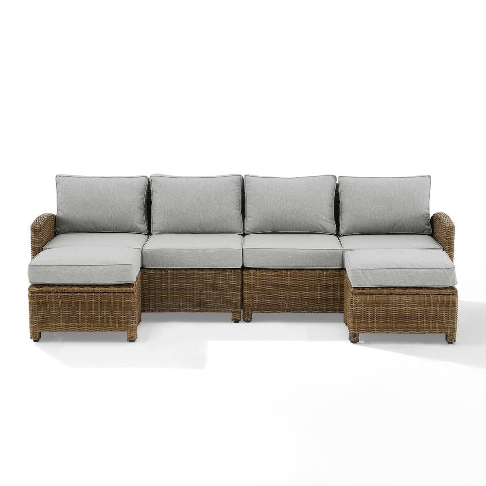 Brown Wicker Patio Sectional Outdoor Furniture 4 Piece Set with Sofa Ottomans. Picture 4