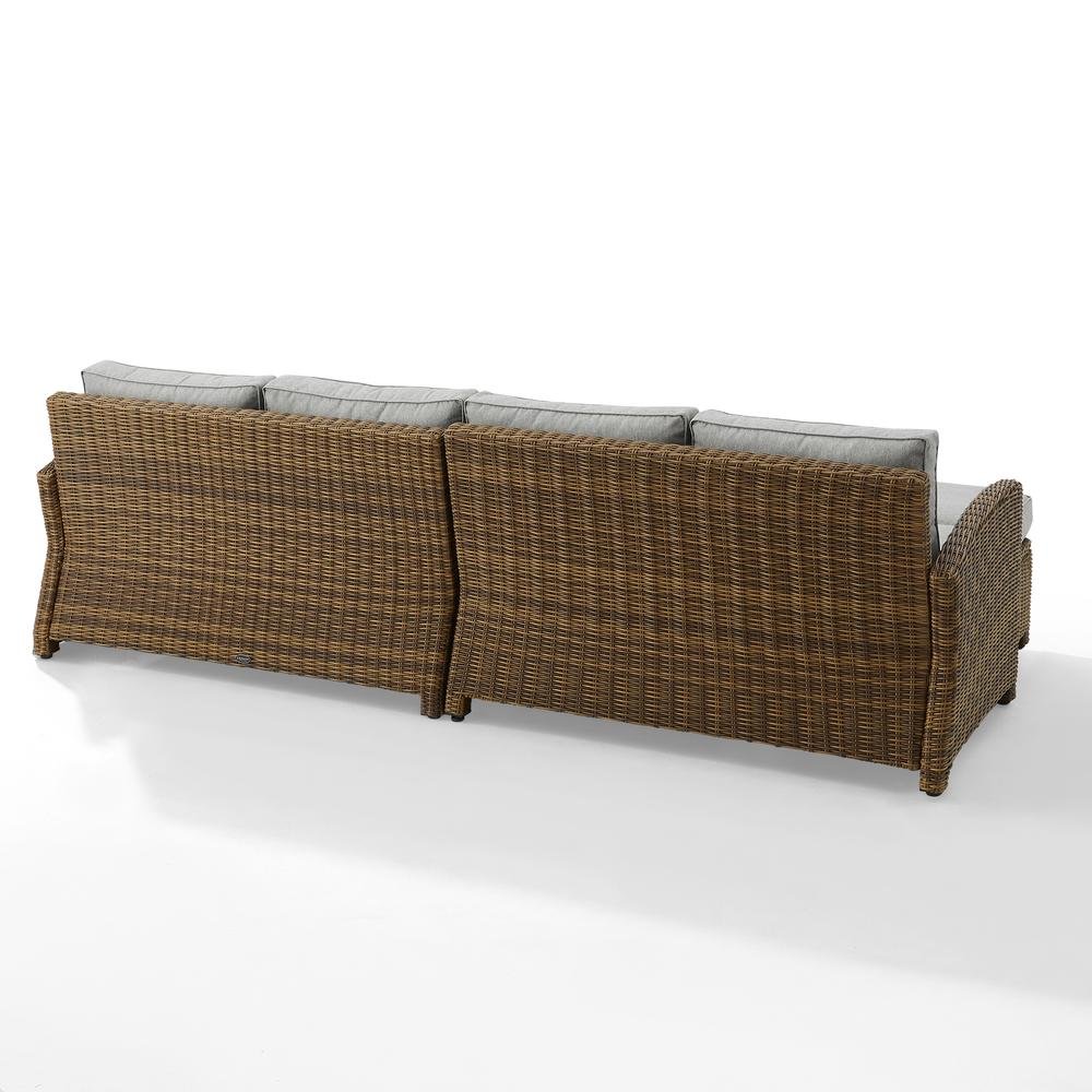 Brown Wicker Patio Sectional Outdoor Furniture 4 Piece Set with Sofa Ottomans. Picture 5
