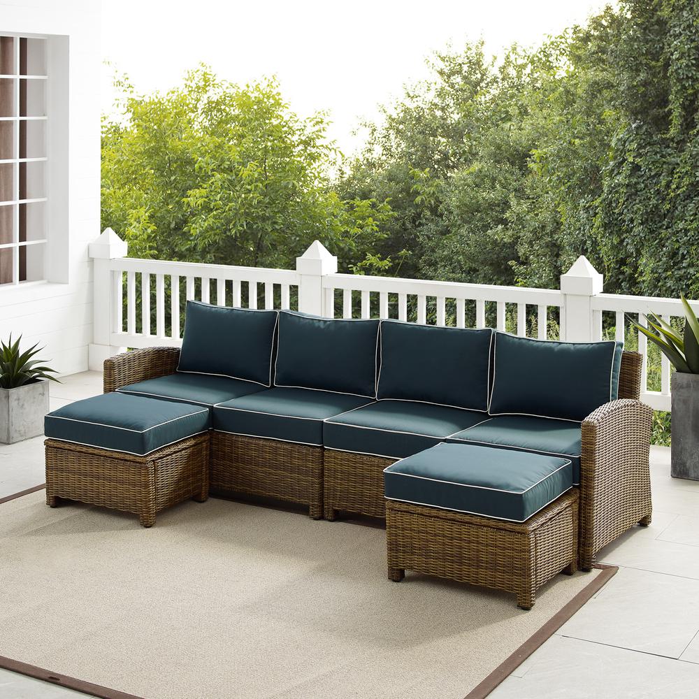 Bradenton 4Pc Outdoor Sectional Furniture Set, Left&Right Loveseat, 2 Ottomans. Picture 2