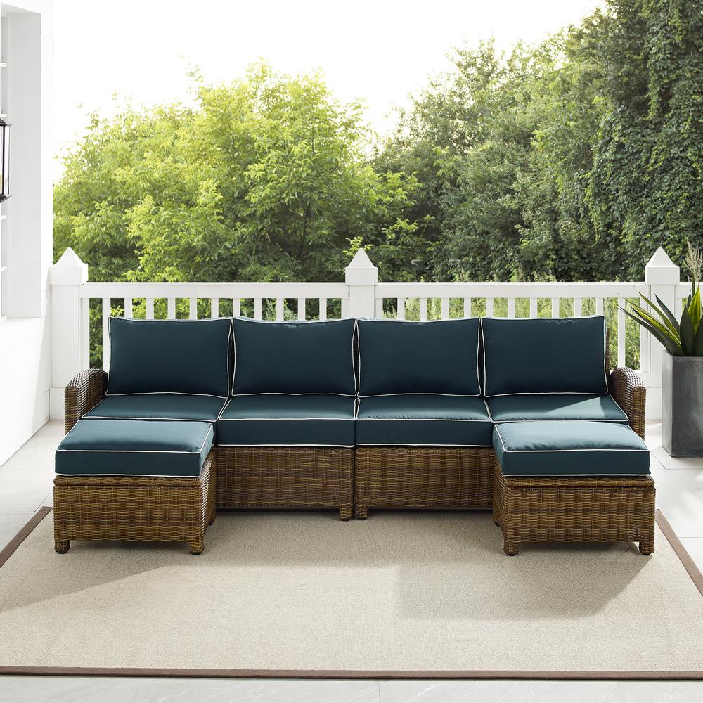 Bradenton 4Pc Outdoor Sectional Furniture Set, Left&Right Loveseat, 2 Ottomans. Picture 3