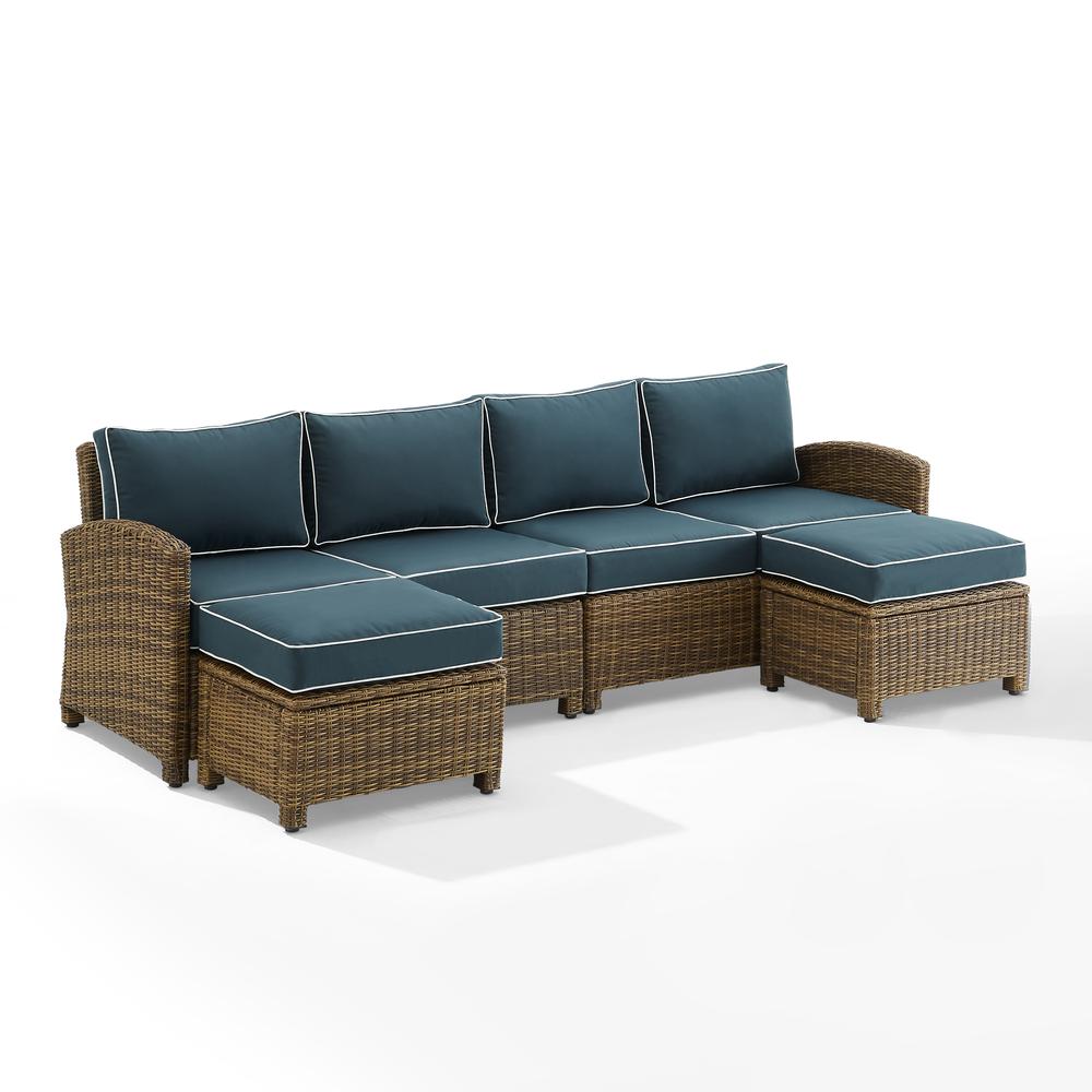 Bradenton 4Pc Outdoor Sectional Furniture Set, Left&Right Loveseat, 2 Ottomans. Picture 6