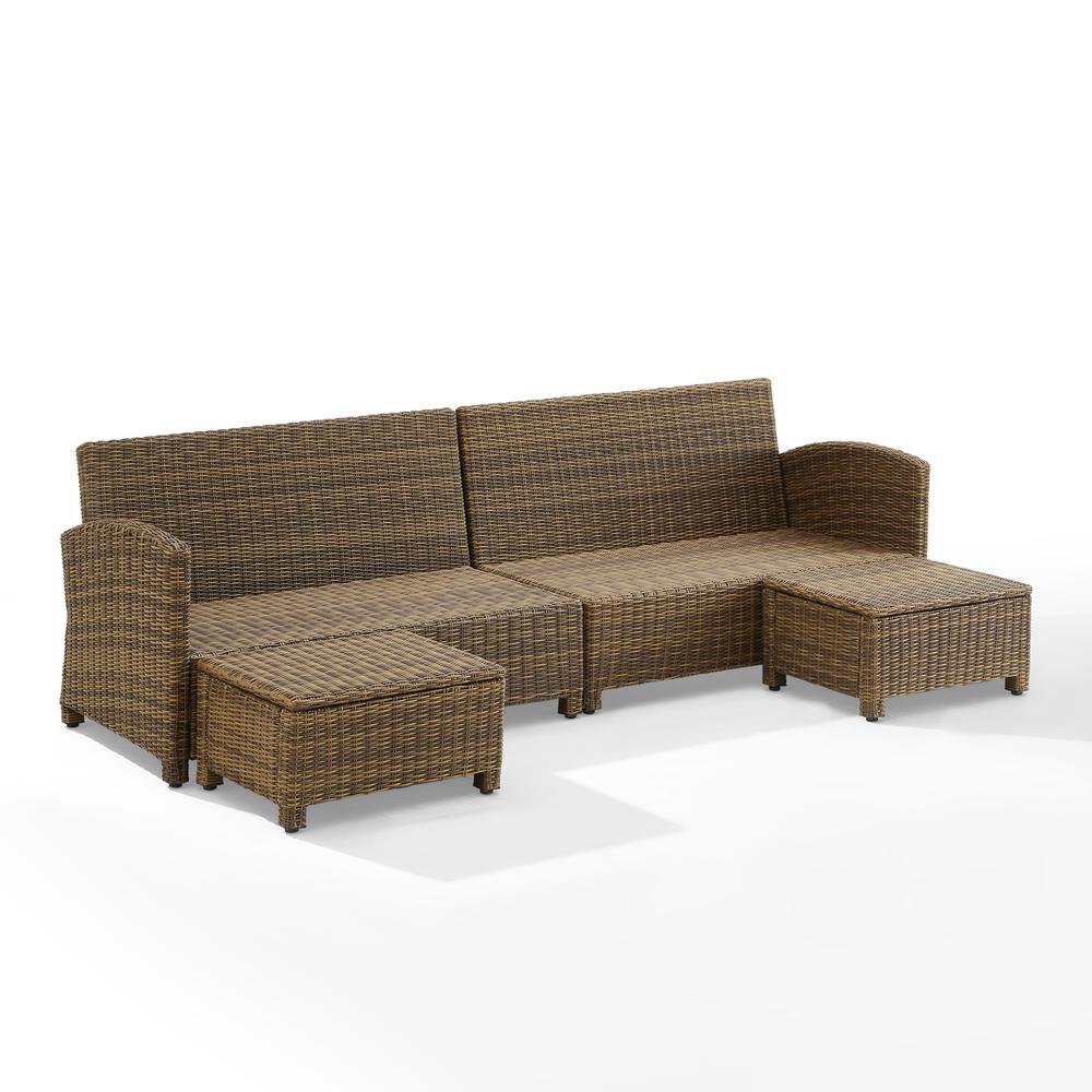 Bradenton 4Pc Outdoor Sectional Furniture Set, Left&Right Loveseat, 2 Ottomans. Picture 9