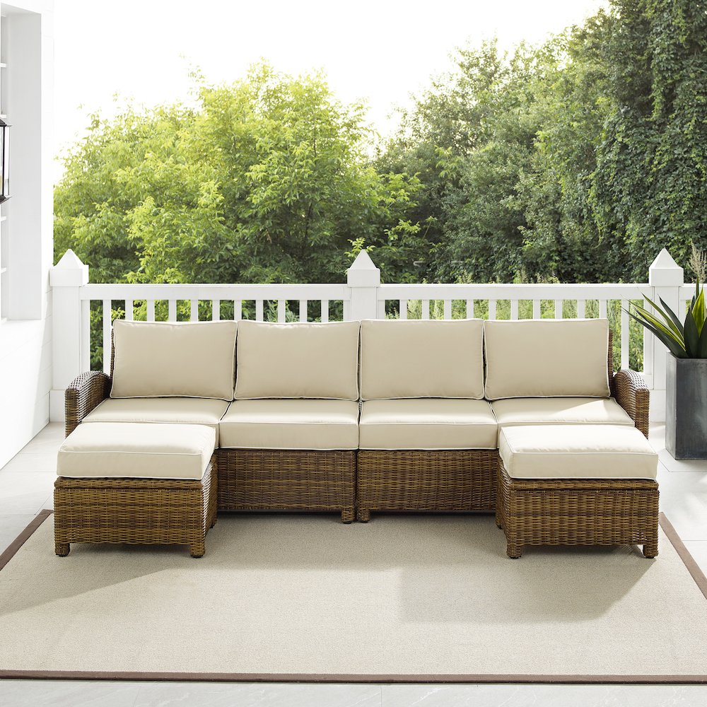 Bradenton 4Pc Outdoor Sectional Furniture Set, Left&Right Loveseat, 2 Ottomans. Picture 14