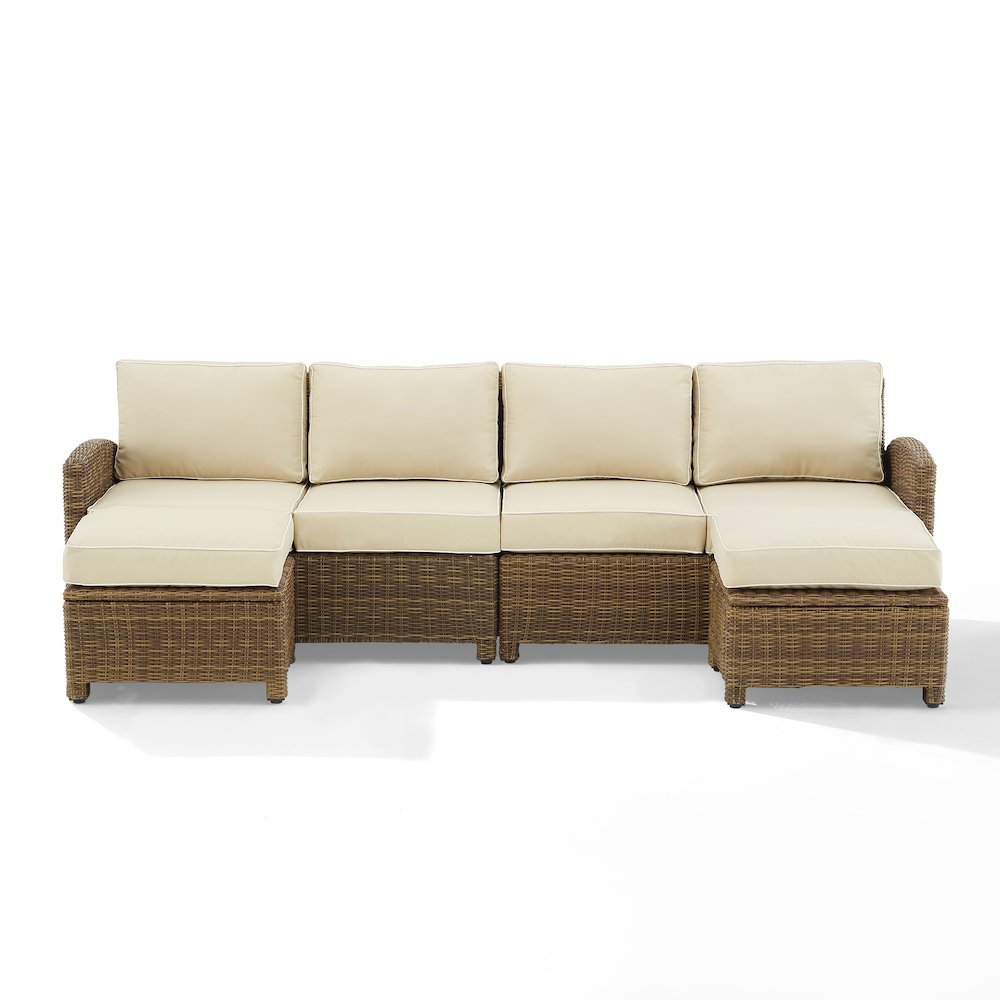Bradenton 4Pc Outdoor Sectional Furniture Set, Left&Right Loveseat, 2 Ottomans. Picture 15