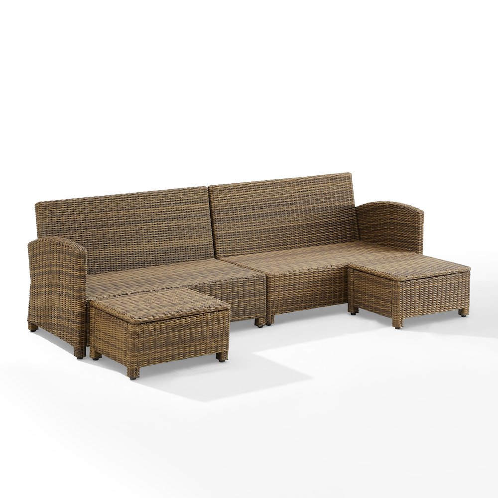 Bradenton 4Pc Outdoor Sectional Furniture Set, Left&Right Loveseat, 2 Ottomans. Picture 2