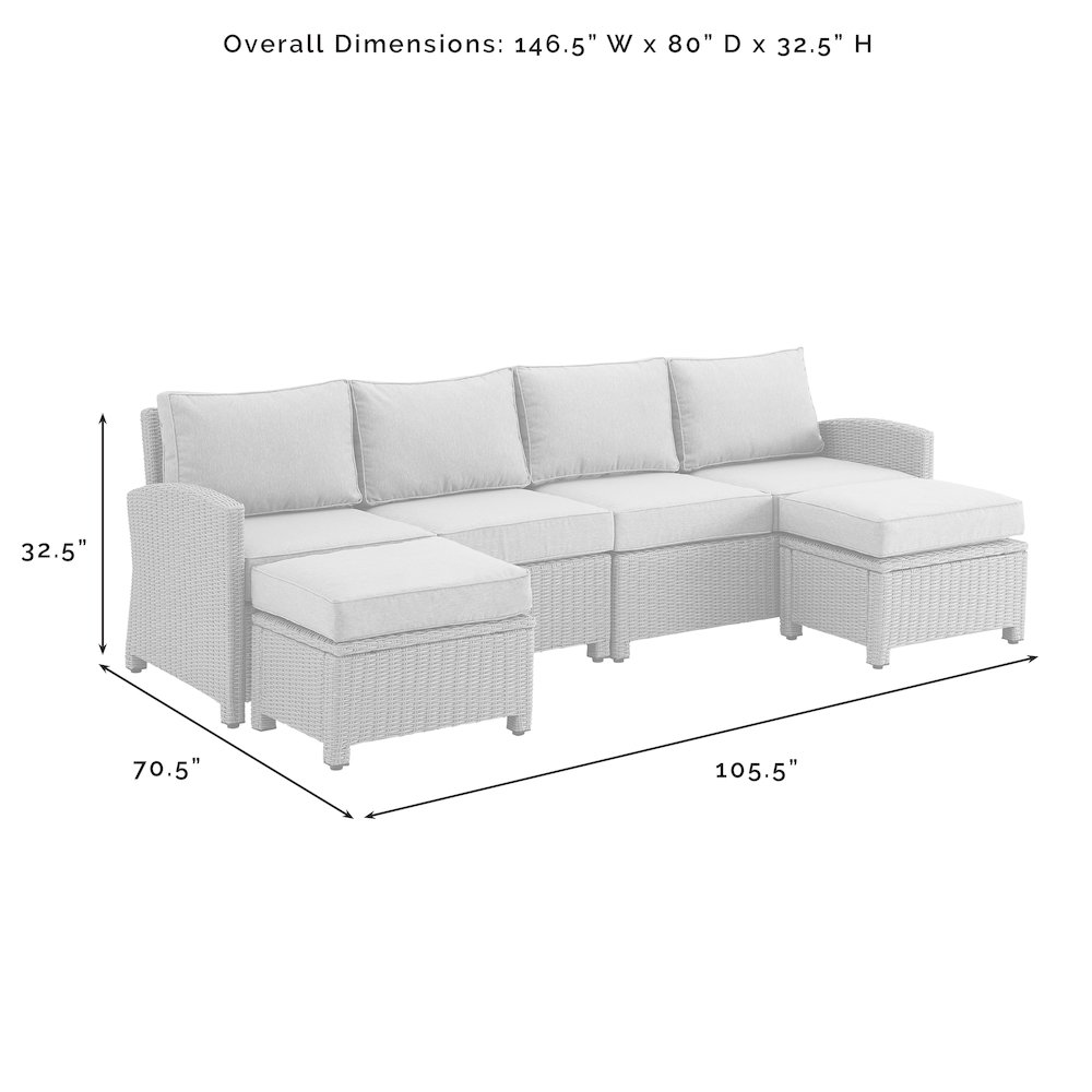 Bradenton 4Pc Outdoor Sectional Furniture Set, Left&Right Loveseat, 2 Ottomans. Picture 8