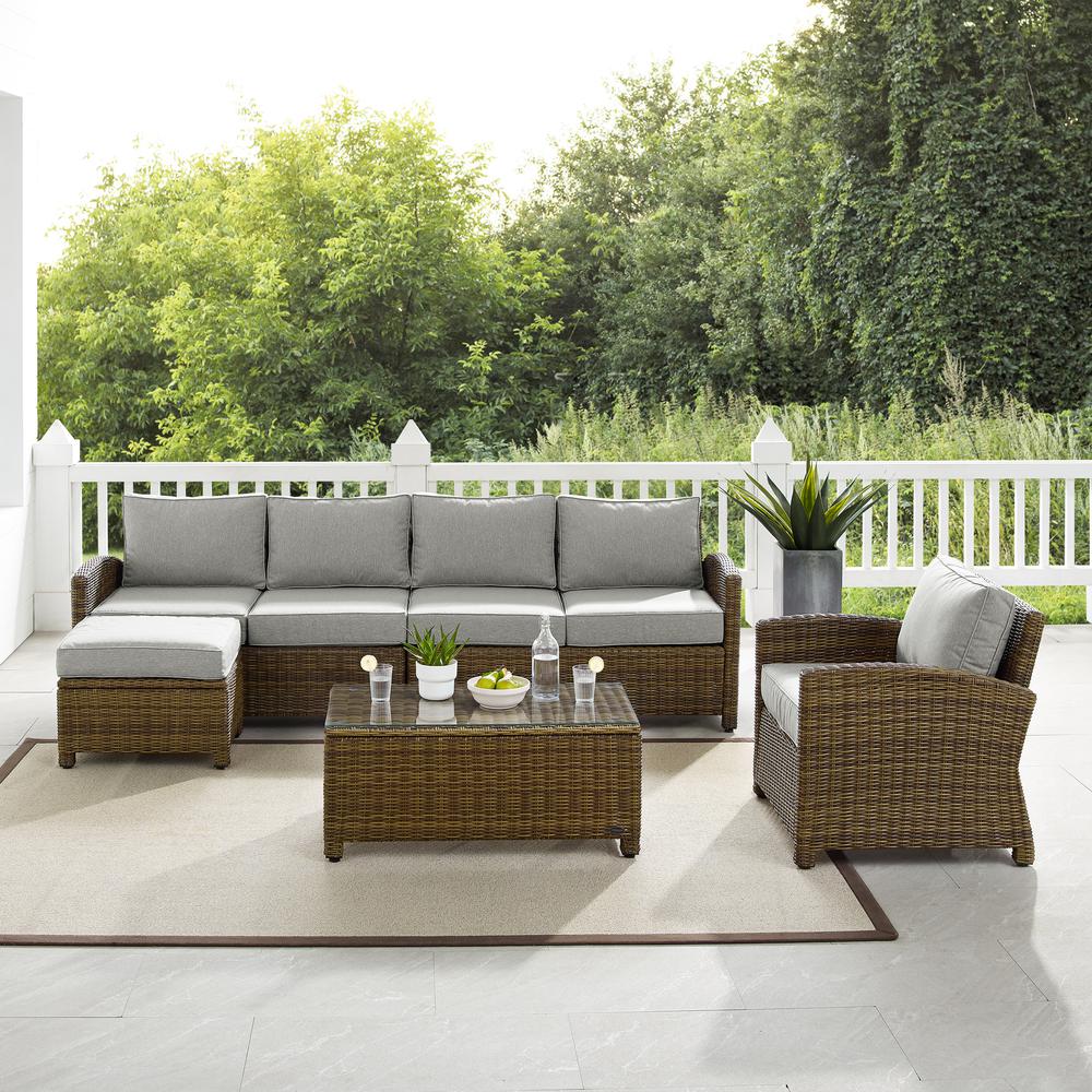 5Pc Outdoor Furniture Set, Left&Right Loveseat, Armchair, Coffee Table, Ottoman. Picture 3