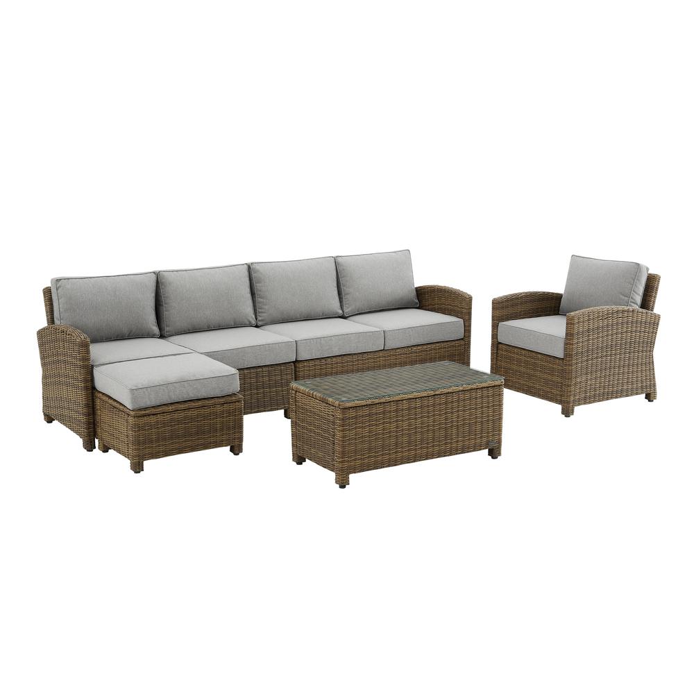 5Pc Outdoor Furniture Set, Left&Right Loveseat, Armchair, Coffee Table, Ottoman. Picture 1